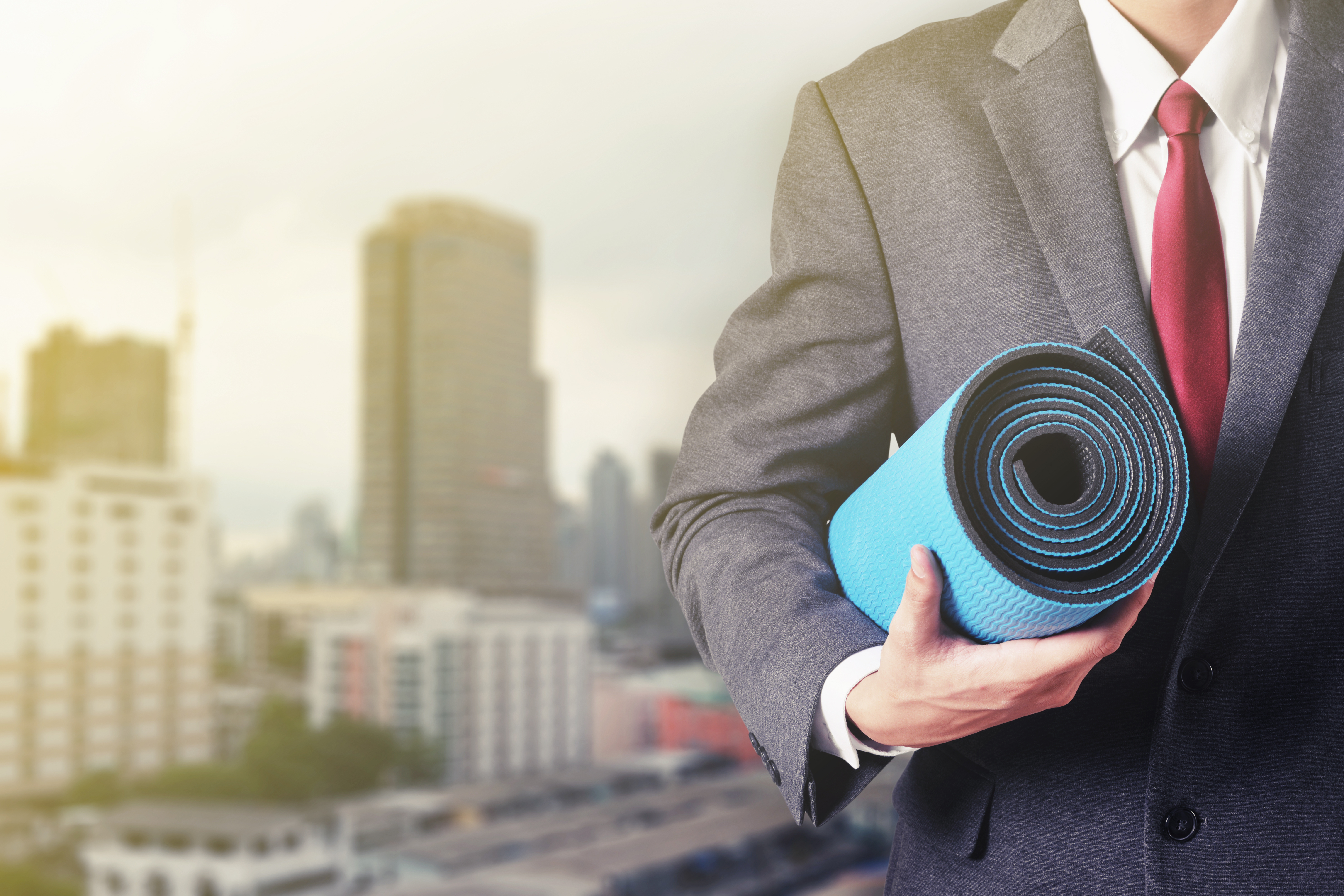 Business man yoga mat